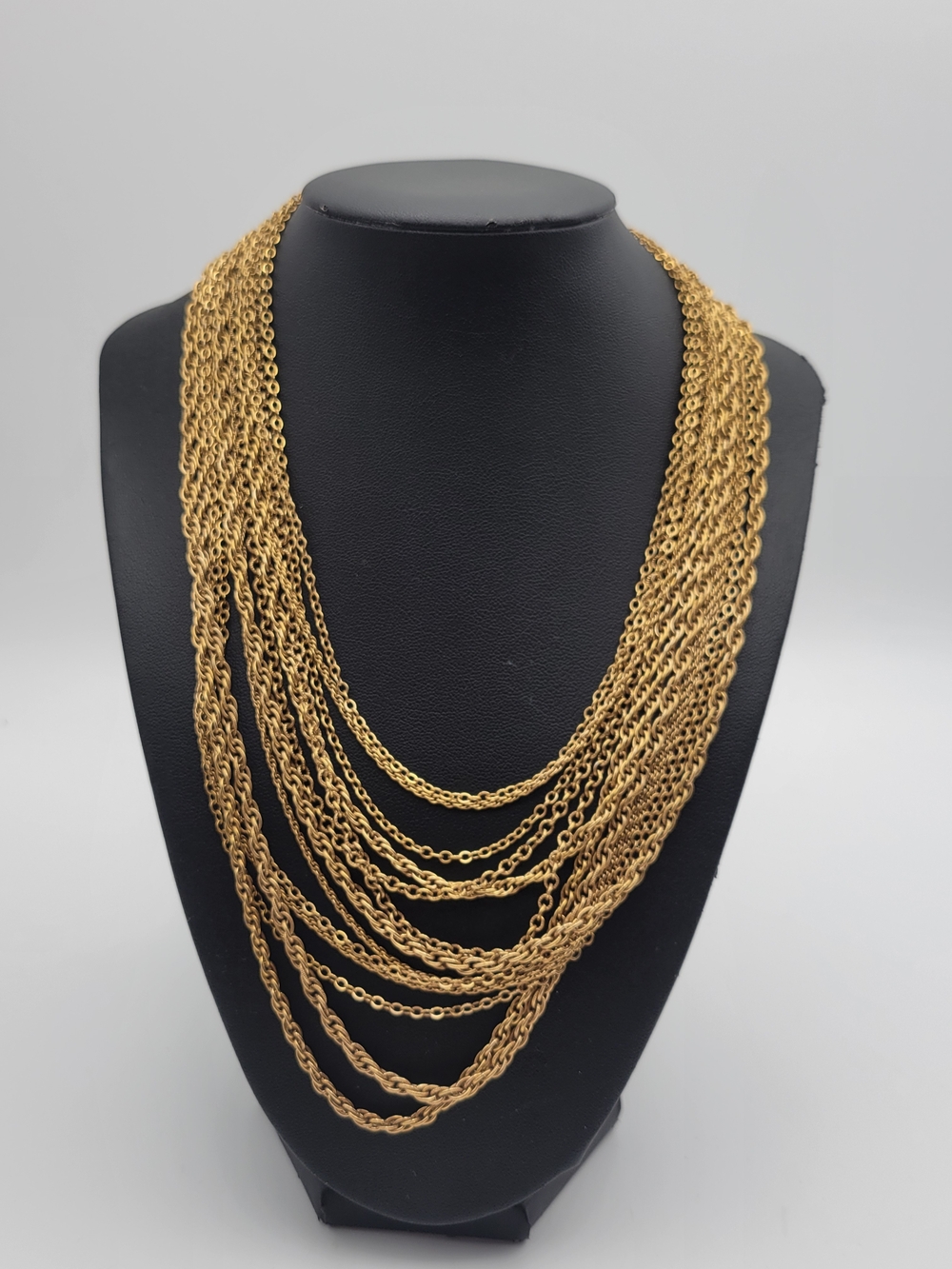 Vintage Crown Trifari layered Gold tone Heavy Necklace